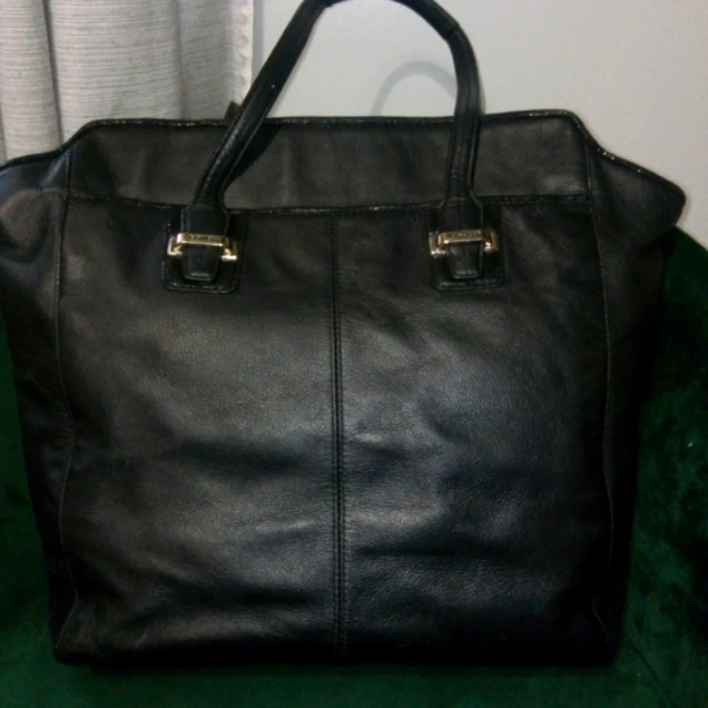 Coach Taylor Leather North South Tote with Sequin-Style Accents in Black #F25941